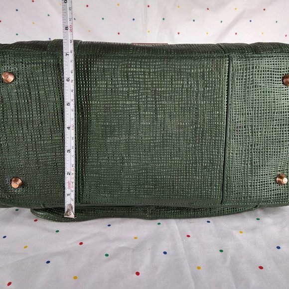 La Gioe Di Toscana By Sharon Gioe Green Leather Satchel Travel Bag - Picture 6 of 16